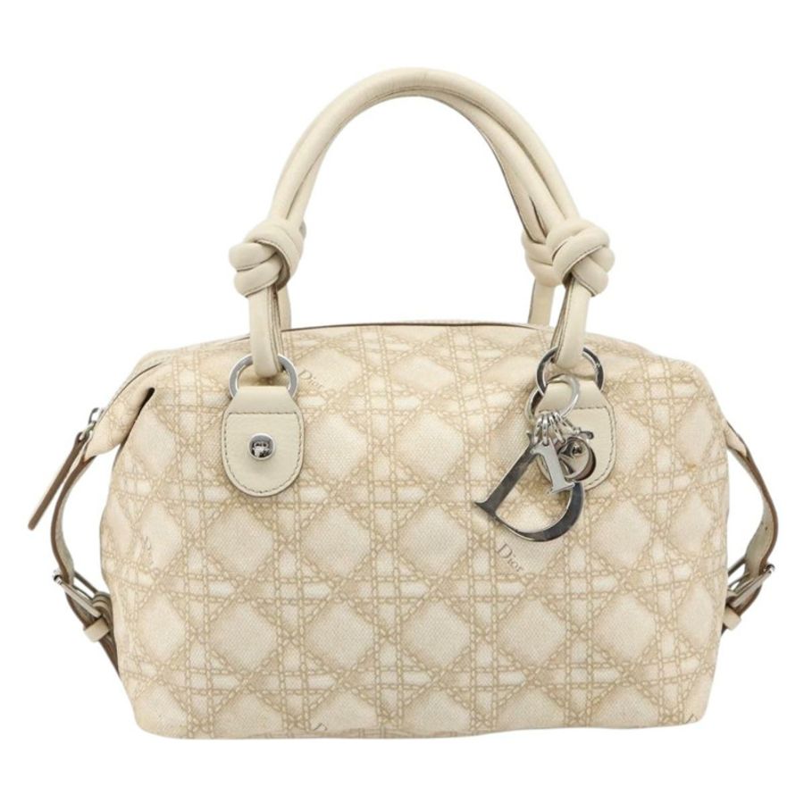 【日本直送】Christian Dior Panarea 手袋 帆布 象牙色 銀色 正品 185536A-12