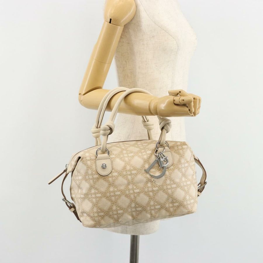 【日本直送】Christian Dior Panarea 手袋 帆布 象牙色 銀色 正品 185536A-21