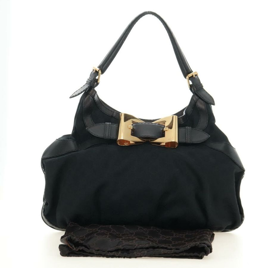 【日本直送】GUCCI GG帆布肩背包 黑色 金色 189884 正品 185693V-11