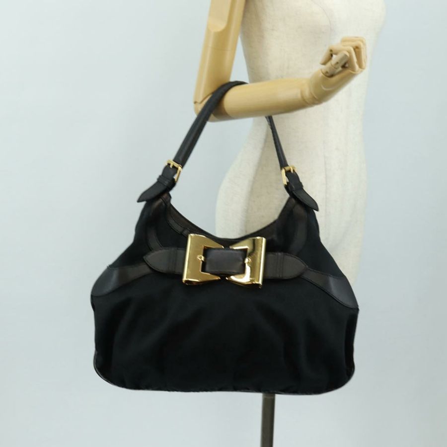 【日本直送】GUCCI GG帆布肩背包 黑色 金色 189884 正品 185693V-24