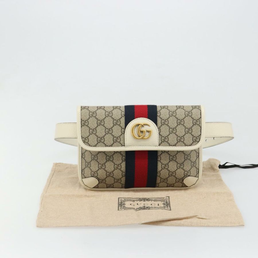 【日本直送】GUCCI GG Supreme Sherry Line 腰包 PVC 米色 紅色 海軍藍 674081 正品 ka4820V-11