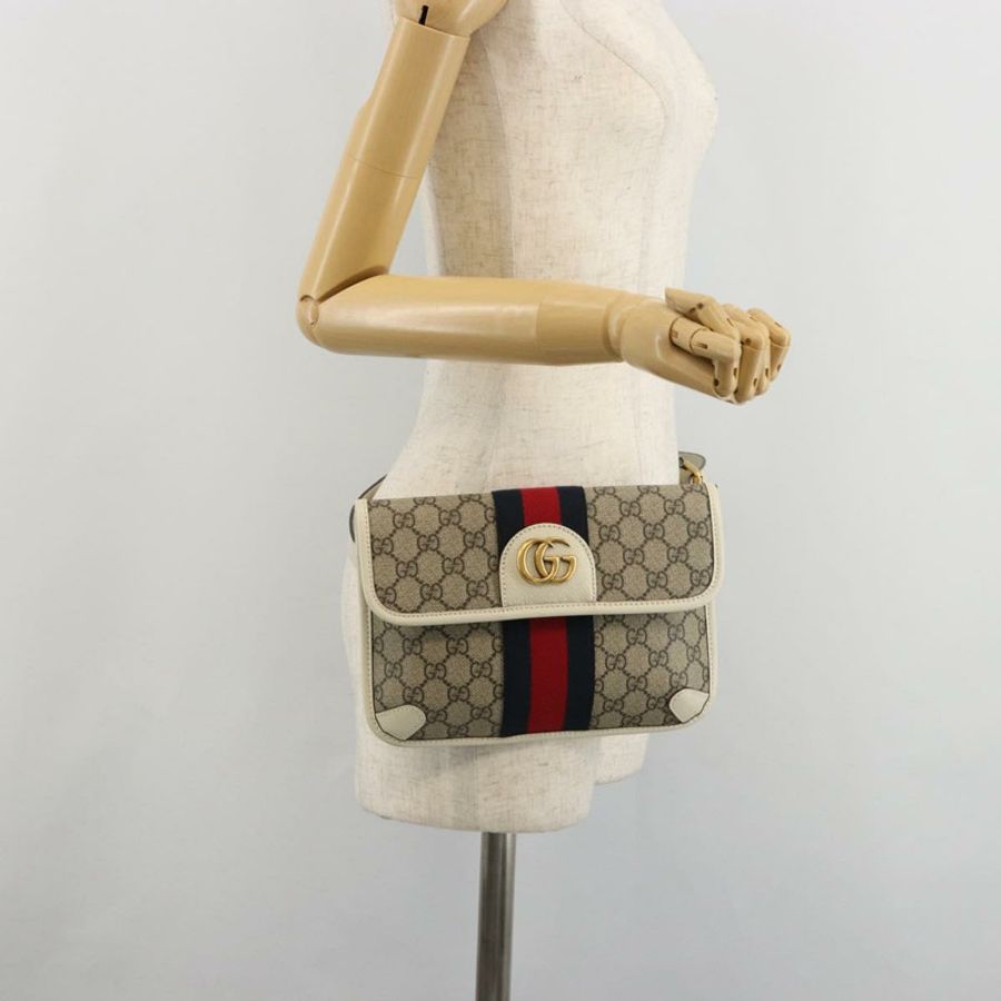【日本直送】GUCCI GG Supreme Sherry Line 腰包 PVC 米色 紅色 海軍藍 674081 正品 ka4820V-21