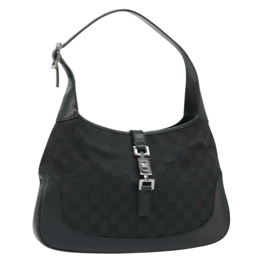【日本直送】GUCCI GG帆布Jackie肩背包 黑色 銀色 00963 正品 186211V-0