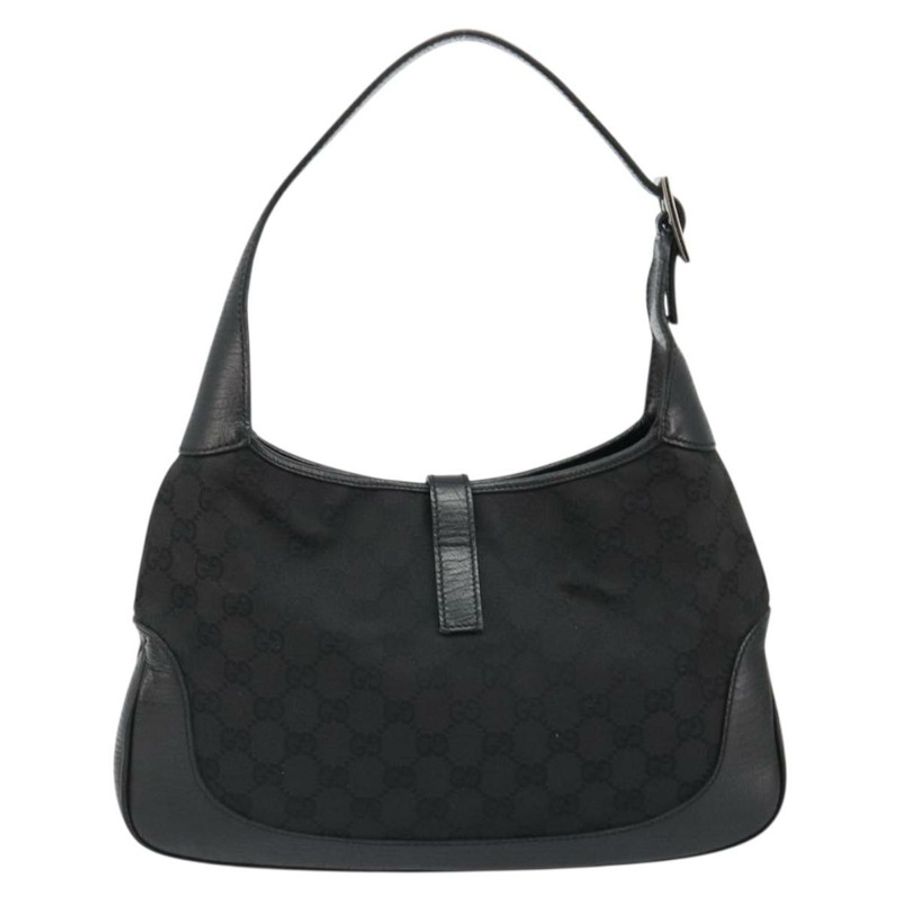 【日本直送】GUCCI GG帆布Jackie肩背包 黑色 銀色 00963 正品 186211V-1
