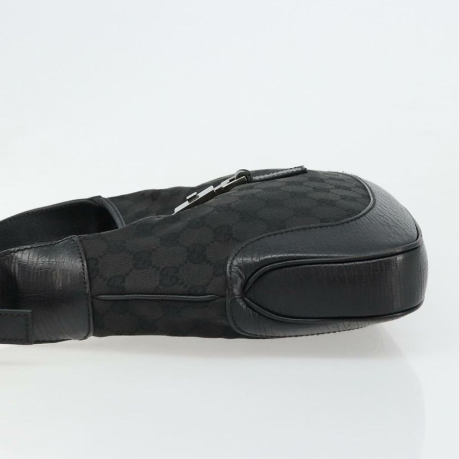【日本直送】GUCCI GG帆布Jackie肩背包 黑色 銀色 00963 正品 186211V-3