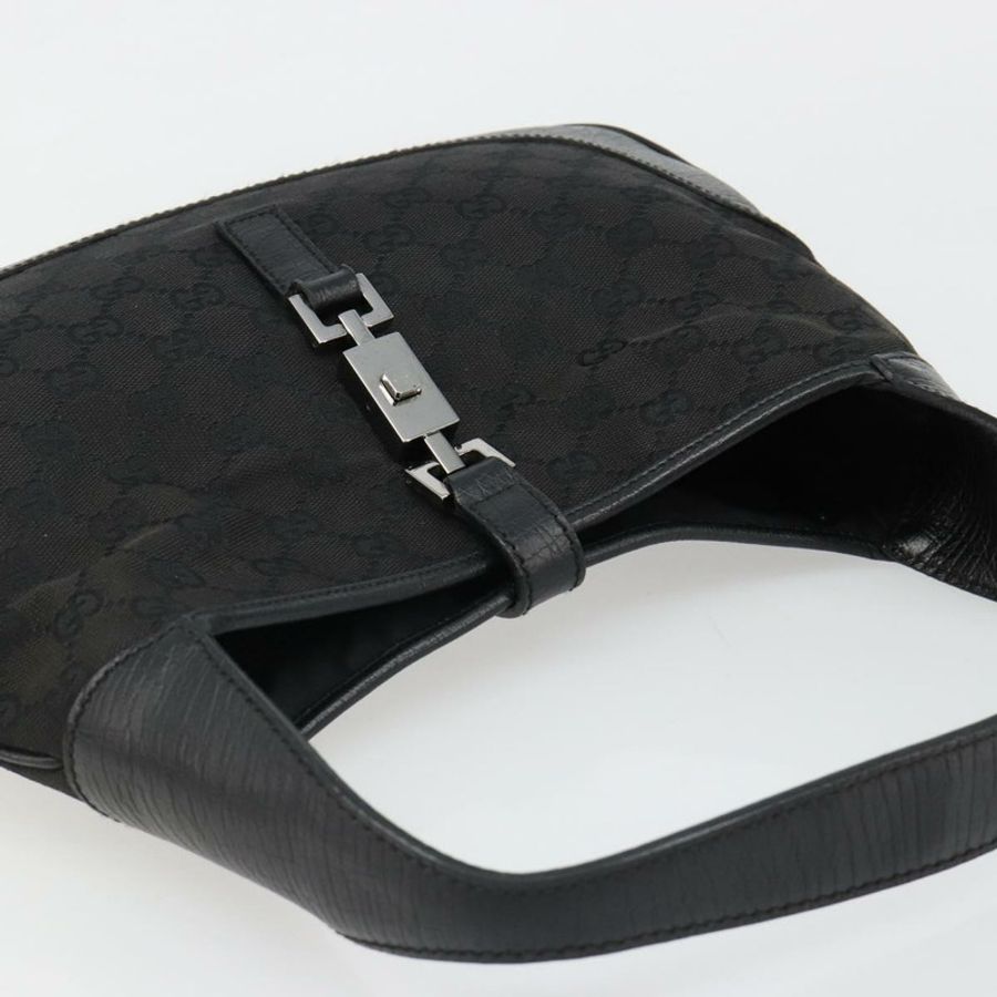 【日本直送】GUCCI GG帆布Jackie肩背包 黑色 銀色 00963 正品 186211V-5