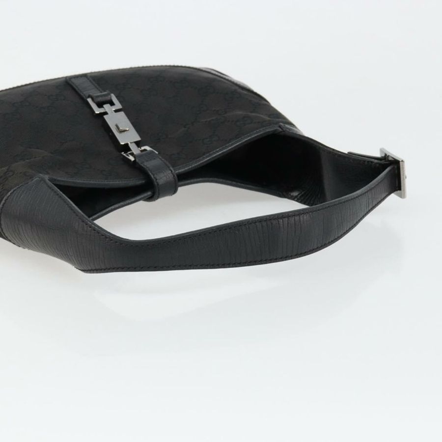 【日本直送】GUCCI GG帆布Jackie肩背包 黑色 銀色 00963 正品 186211V-6