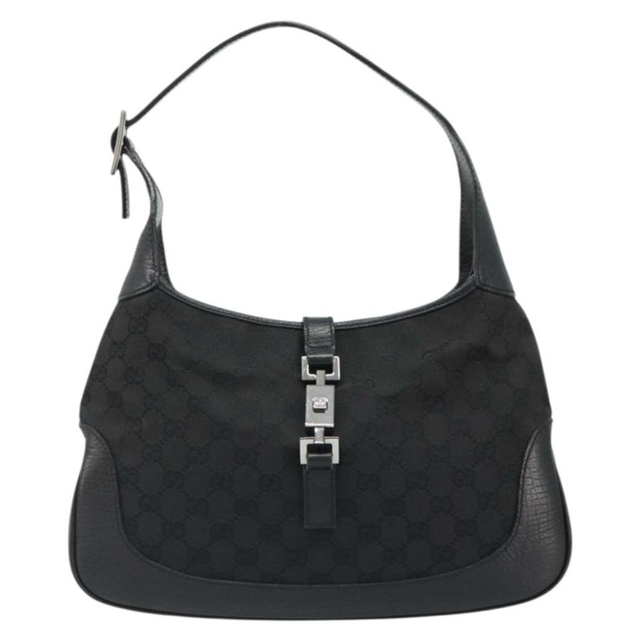 【日本直送】GUCCI GG帆布Jackie肩背包 黑色 銀色 00963 正品 186211V-12