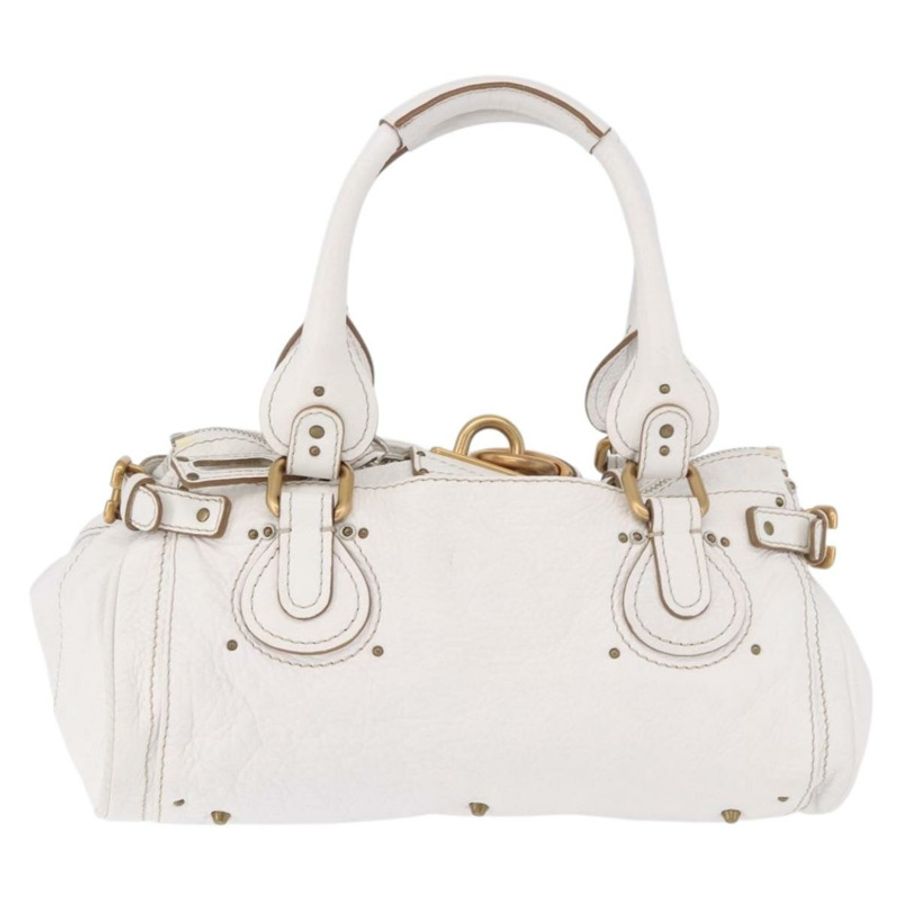 【日本直送】Chloe Paddington 手提包 皮革 白色 金 銀色 正品 187633V-1