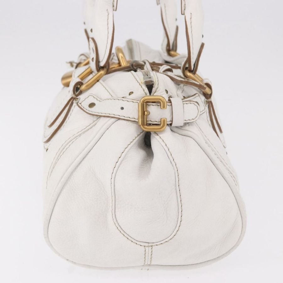 【日本直送】Chloe Paddington 手提包 皮革 白色 金 銀色 正品 187633V-2