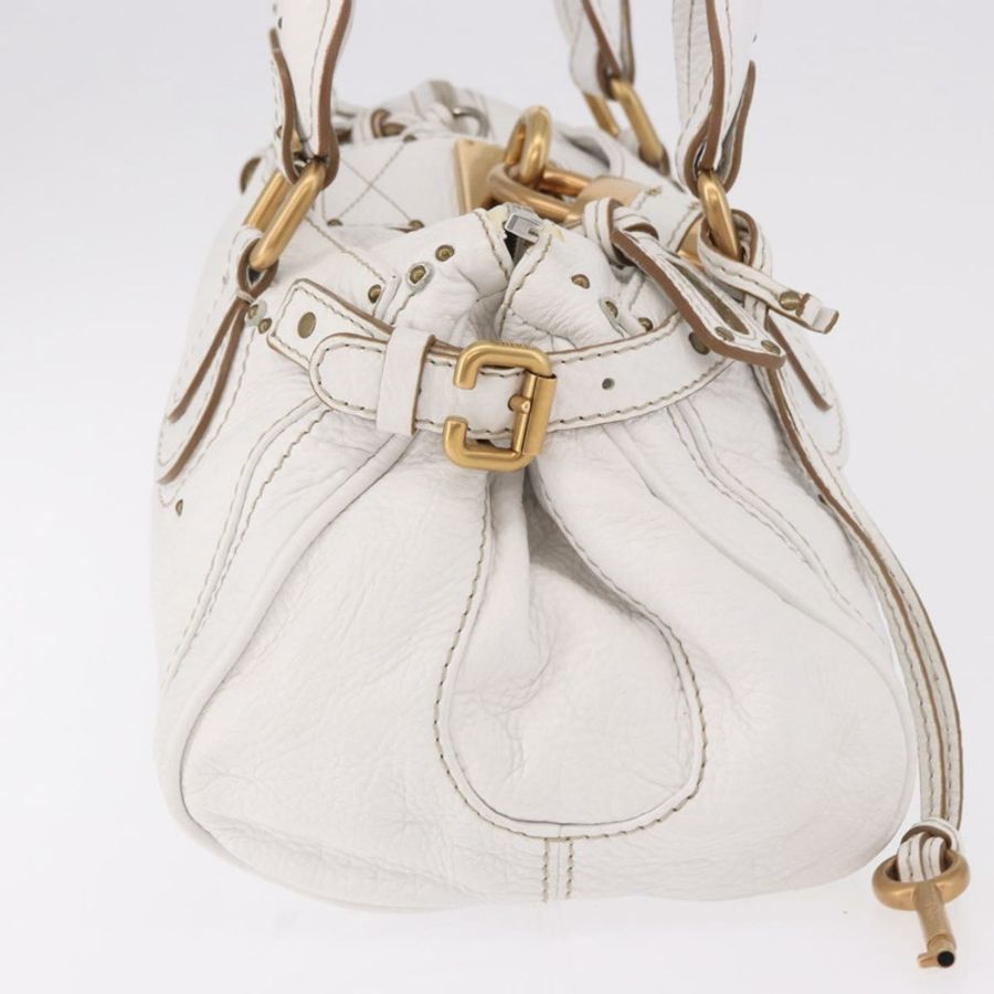【日本直送】Chloe Paddington 手提包 皮革 白色 金 銀色 正品 187633V-3