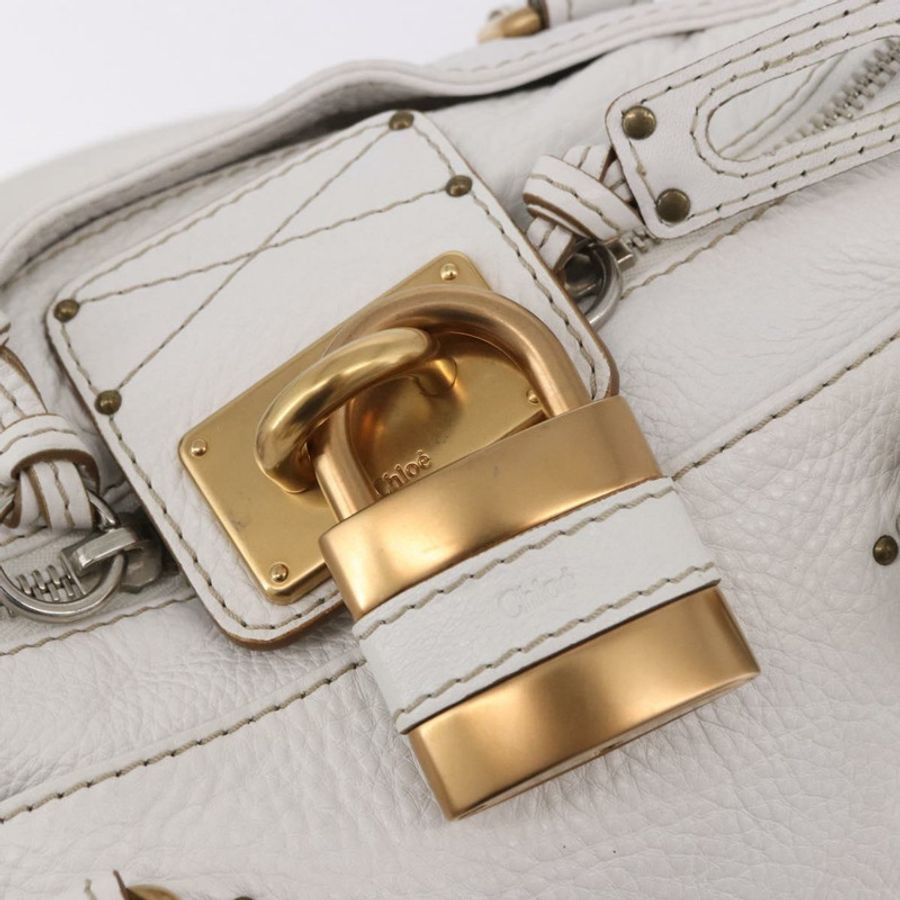 【日本直送】Chloe Paddington 手提包 皮革 白色 金 銀色 正品 187633V-16