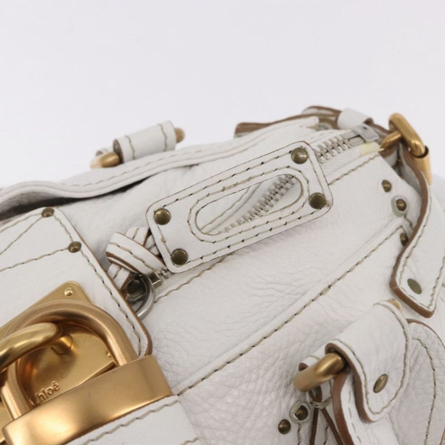 【日本直送】Chloe Paddington 手提包 皮革 白色 金 銀色 正品 187633V-17