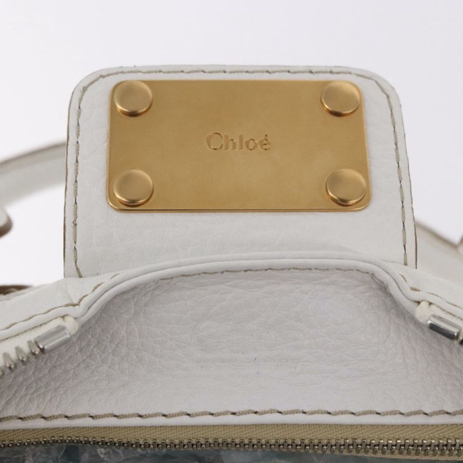 【日本直送】Chloe Paddington 手提包 皮革 白色 金 銀色 正品 187633V-19