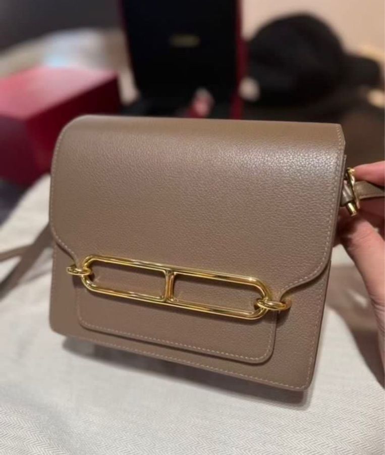 🌈Hermes🧡Mini Roulis 19🧡D0威馬犬灰金扣🌈98.5新🌟evercolor皮🌟miniroulis🌟roulis19🌟roulis🌟豬鼻子🌟愛馬仕🌟-4