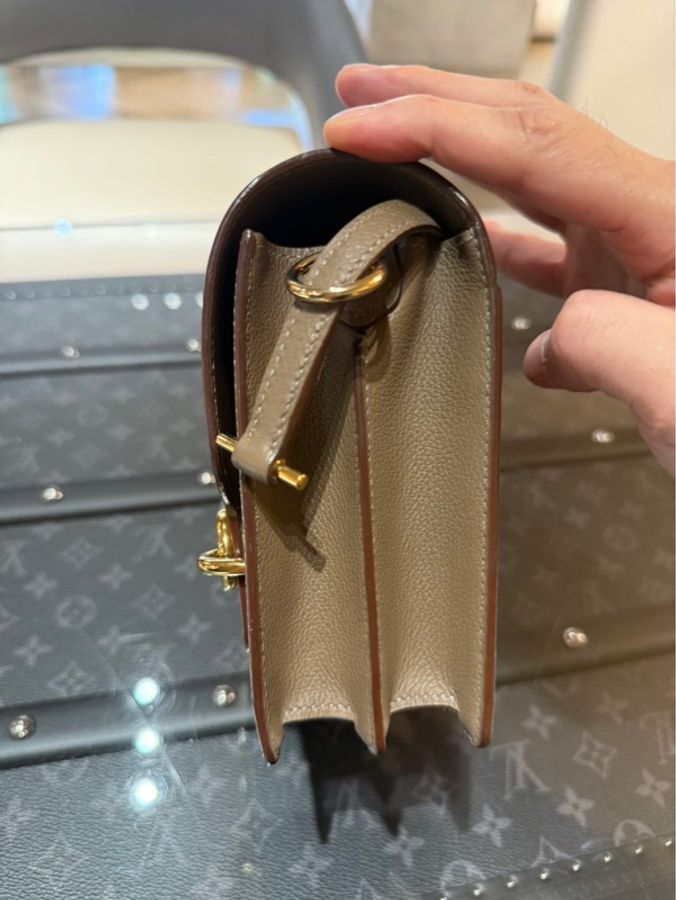 🌈Hermes🧡Mini Roulis 19🧡D0威馬犬灰金扣🌈98.5新🌟evercolor皮🌟miniroulis🌟roulis19🌟roulis🌟豬鼻子🌟愛馬仕🌟-5