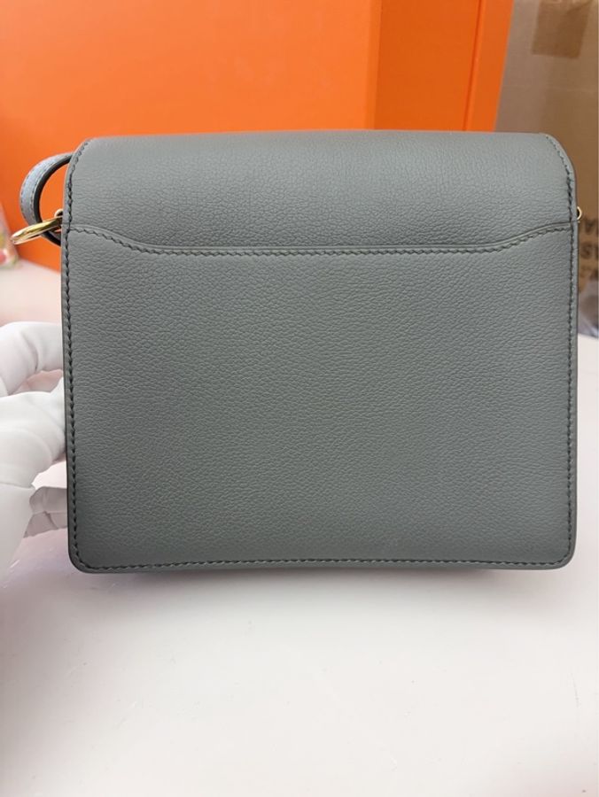 🌈Hermes💚Mini Roulis 19💚61杏仁綠金扣🌈 有單🌟98新🌟Evercolor皮🌟miniroulis🌟roulis🌟豬鼻子🌟愛馬仕🌟-7