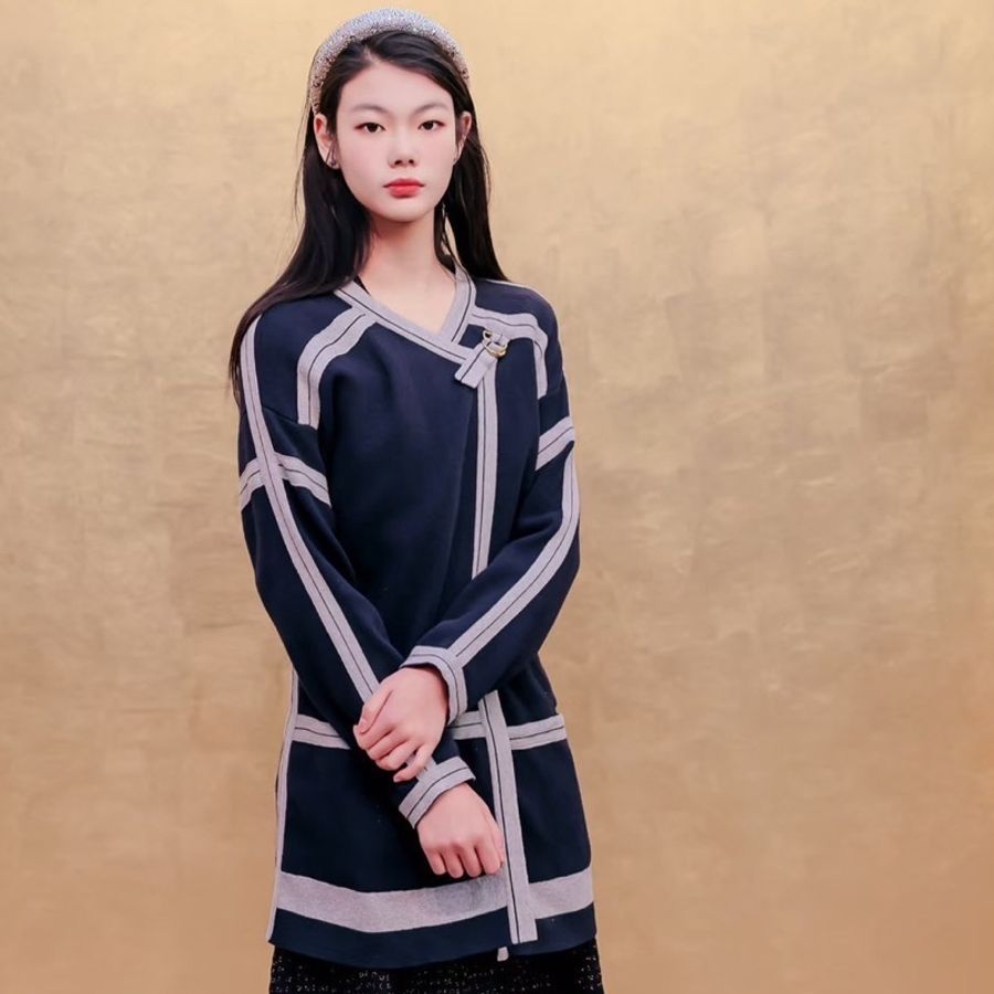 Chloe 高級滾邊針織洋裝 均碼-6