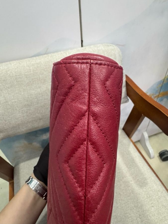 Gucci marmont 雙G牛皮單肩包/tote 紅金色-5