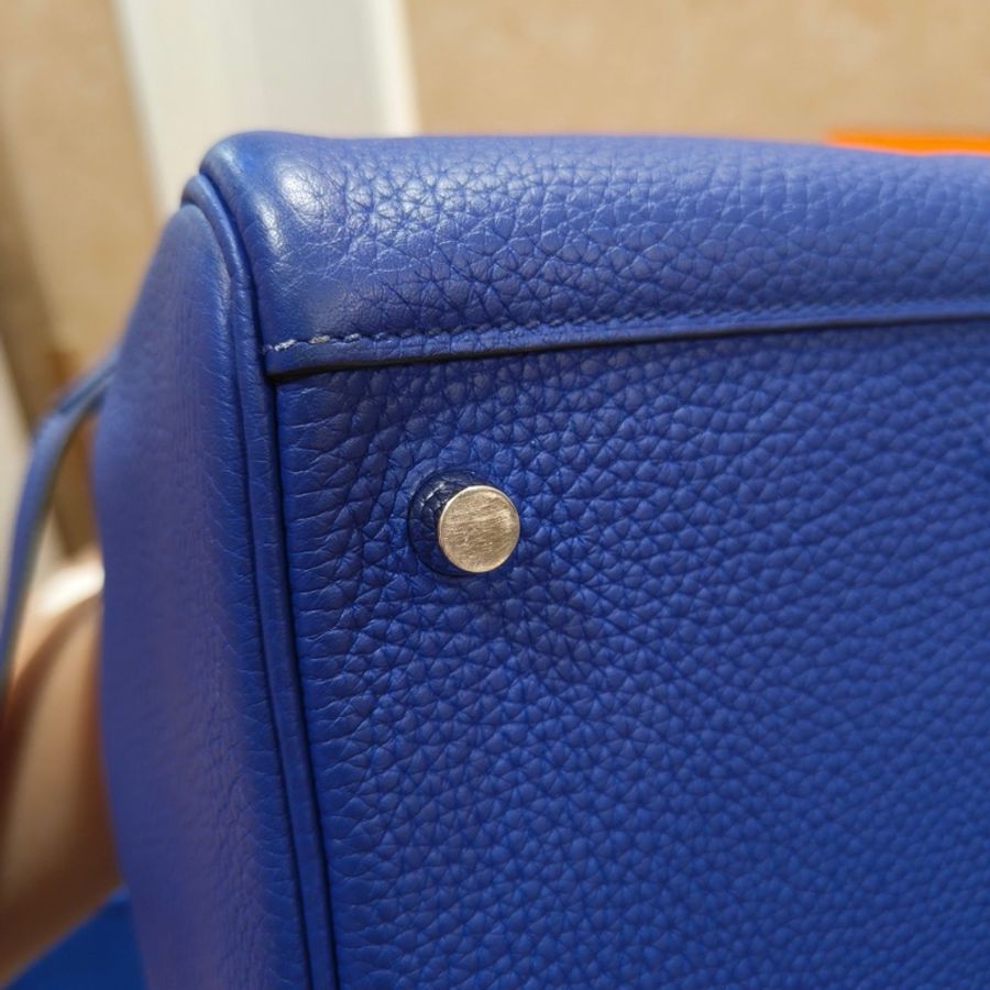 Hermes/愛馬仕 lindy 皇家藍 TC皮 銀扣 99新 底長26.5-2