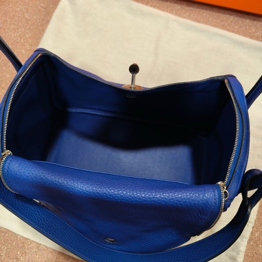 Hermes/愛馬仕 lindy 皇家藍 TC皮 銀扣 99新 底長26.5-7