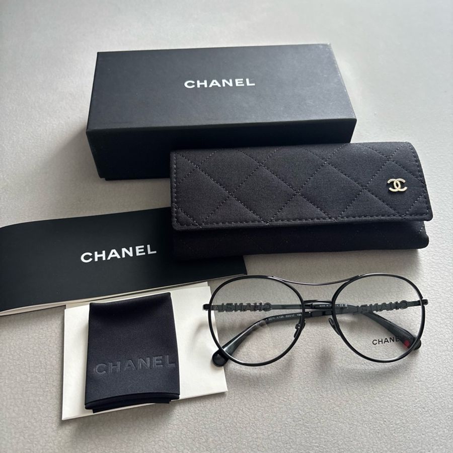 Chanel 香奈兒金屬飛官光學眼鏡2214 金屬黑字母-9