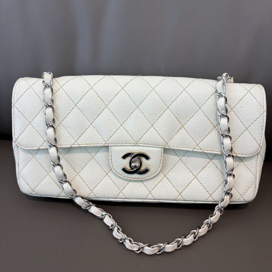 香奈兒/Chanel 白色荔枝皮法棍包-0