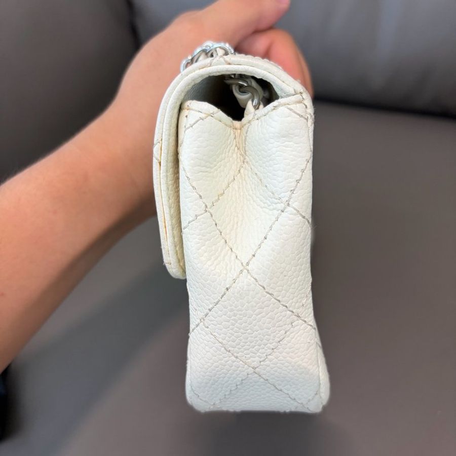 香奈兒/Chanel 白色荔枝皮法棍包-3