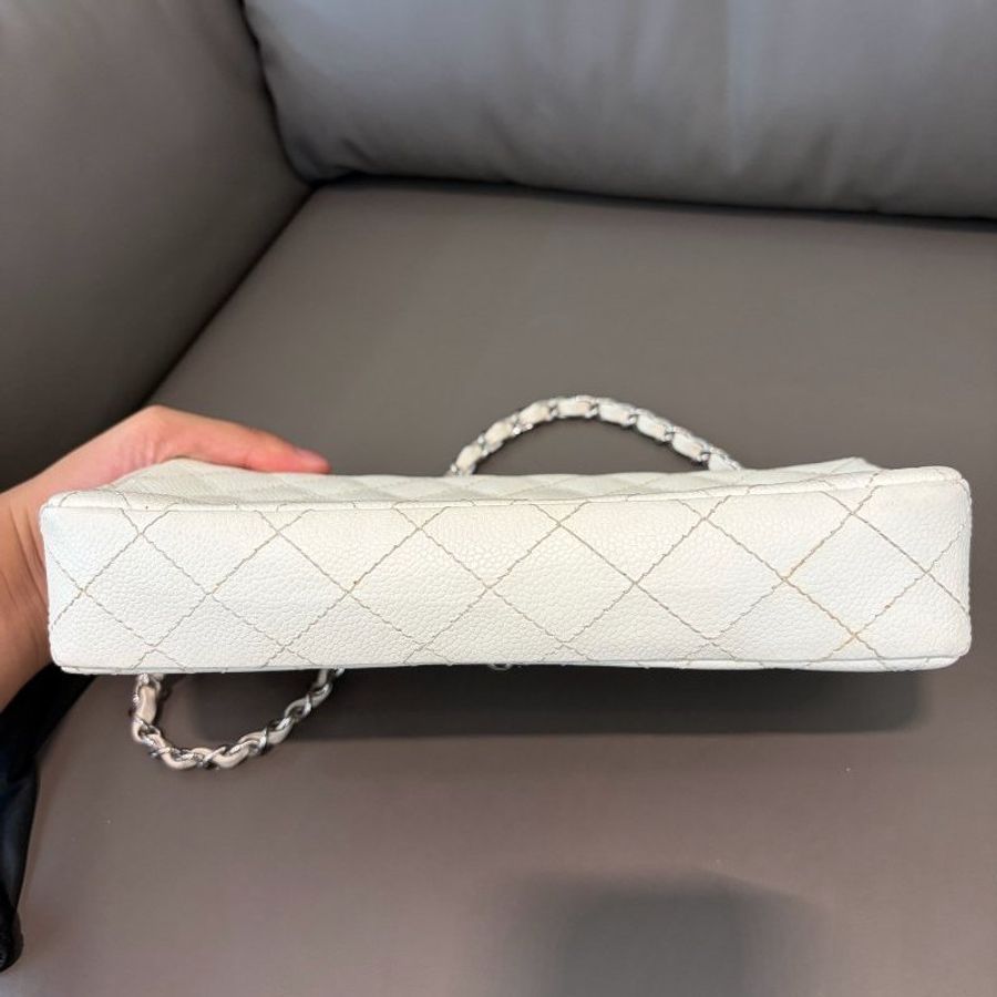 香奈兒/Chanel 白色荔枝皮法棍包-7