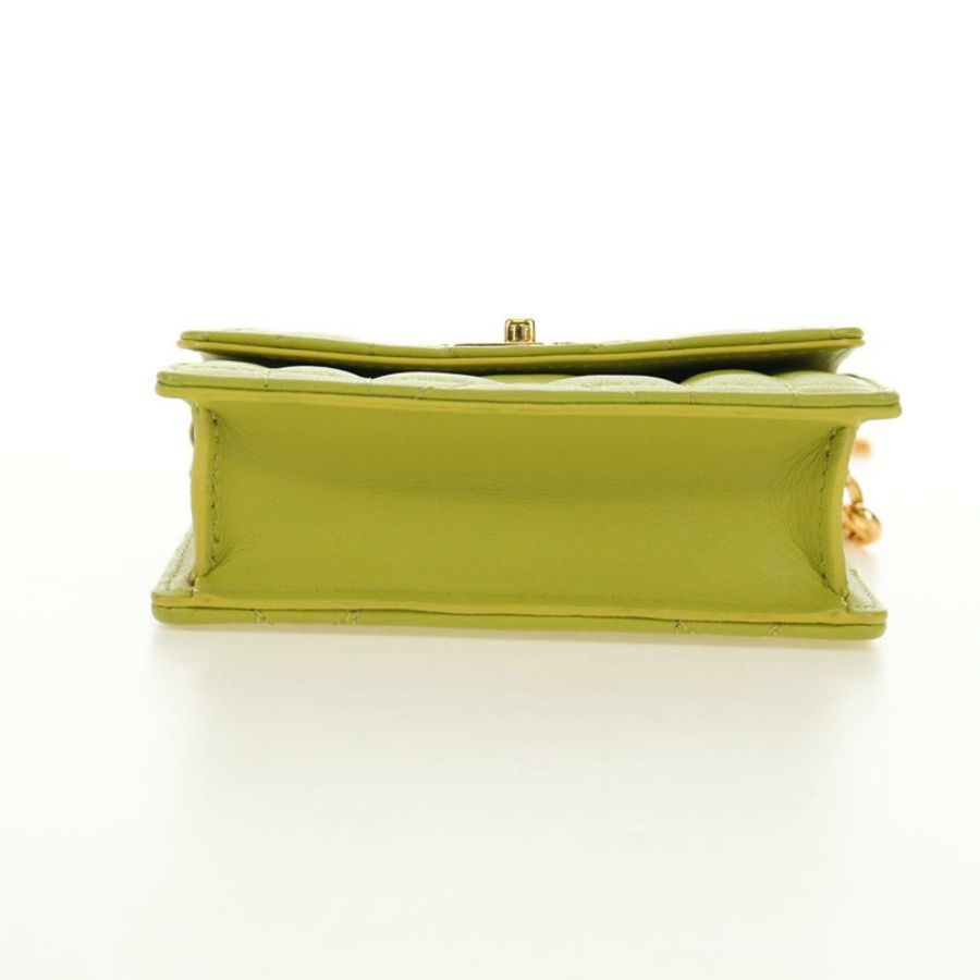 【日本直送】Christian Dior Cannage Miss Caro 鏈條手拿包,羊皮材質,綠色金色,正品,貨號 185907SM-4