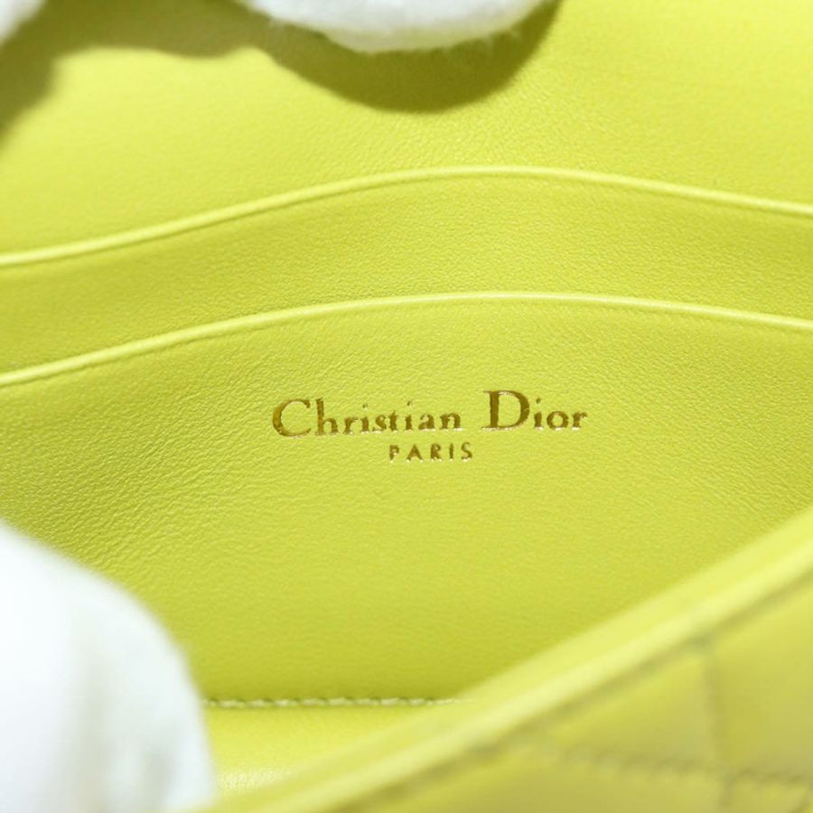 【日本直送】Christian Dior Cannage Miss Caro 鏈條手拿包,羊皮材質,綠色金色,正品,貨號 185907SM-20