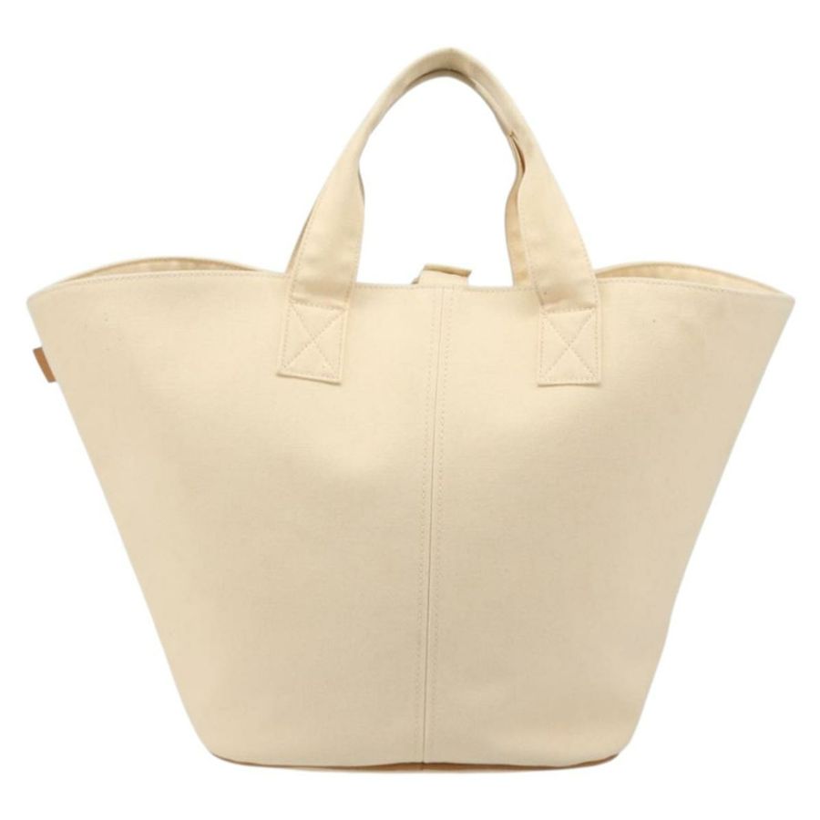 【日本直送】愛馬仕 Paniered Plage MM 手袋 帆布 米色 銀色 正品 ka4782A-1