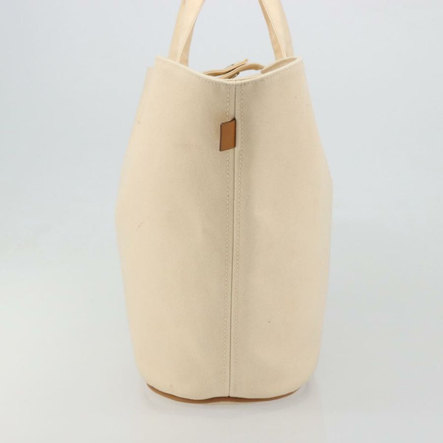 【日本直送】愛馬仕 Paniered Plage MM 手袋 帆布 米色 銀色 正品 ka4782A-2
