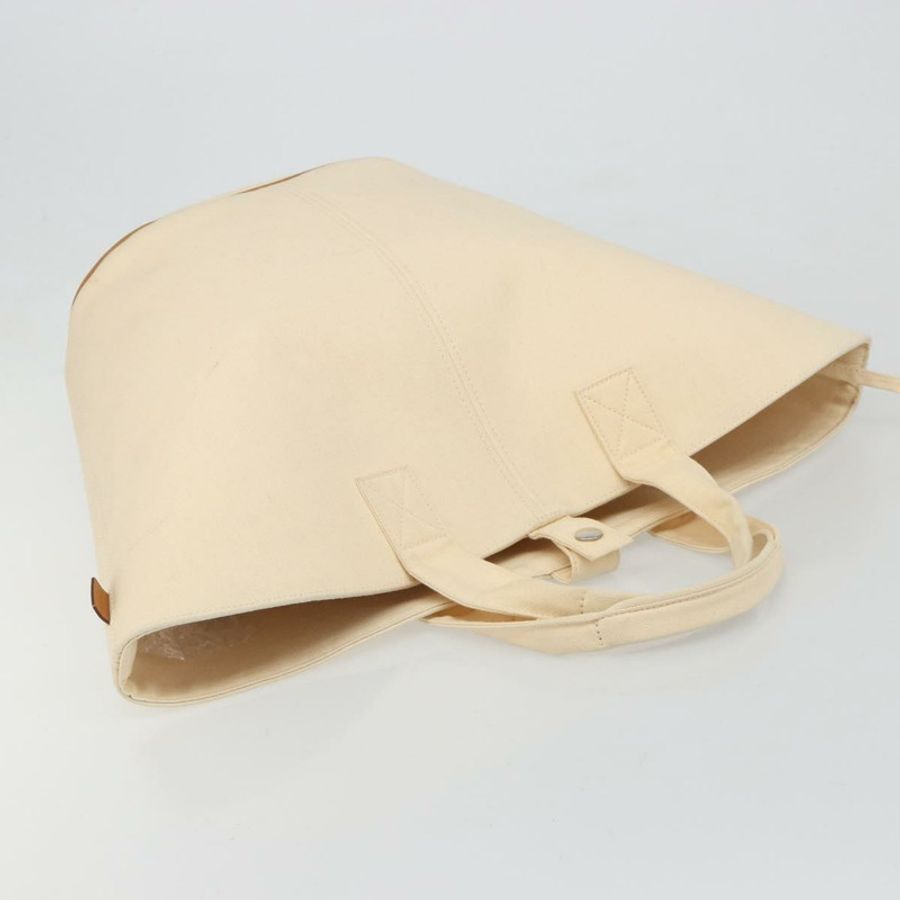 【日本直送】愛馬仕 Paniered Plage MM 手袋 帆布 米色 銀色 正品 ka4782A-5