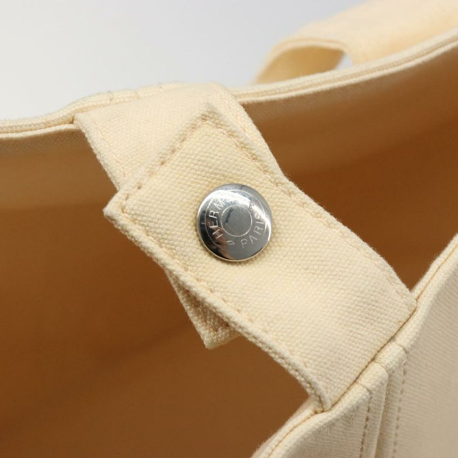 【日本直送】愛馬仕 Paniered Plage MM 手袋 帆布 米色 銀色 正品 ka4782A-10