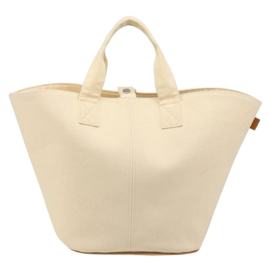 【日本直送】愛馬仕 Paniered Plage MM 手袋 帆布 米色 銀色 正品 ka4782A-12
