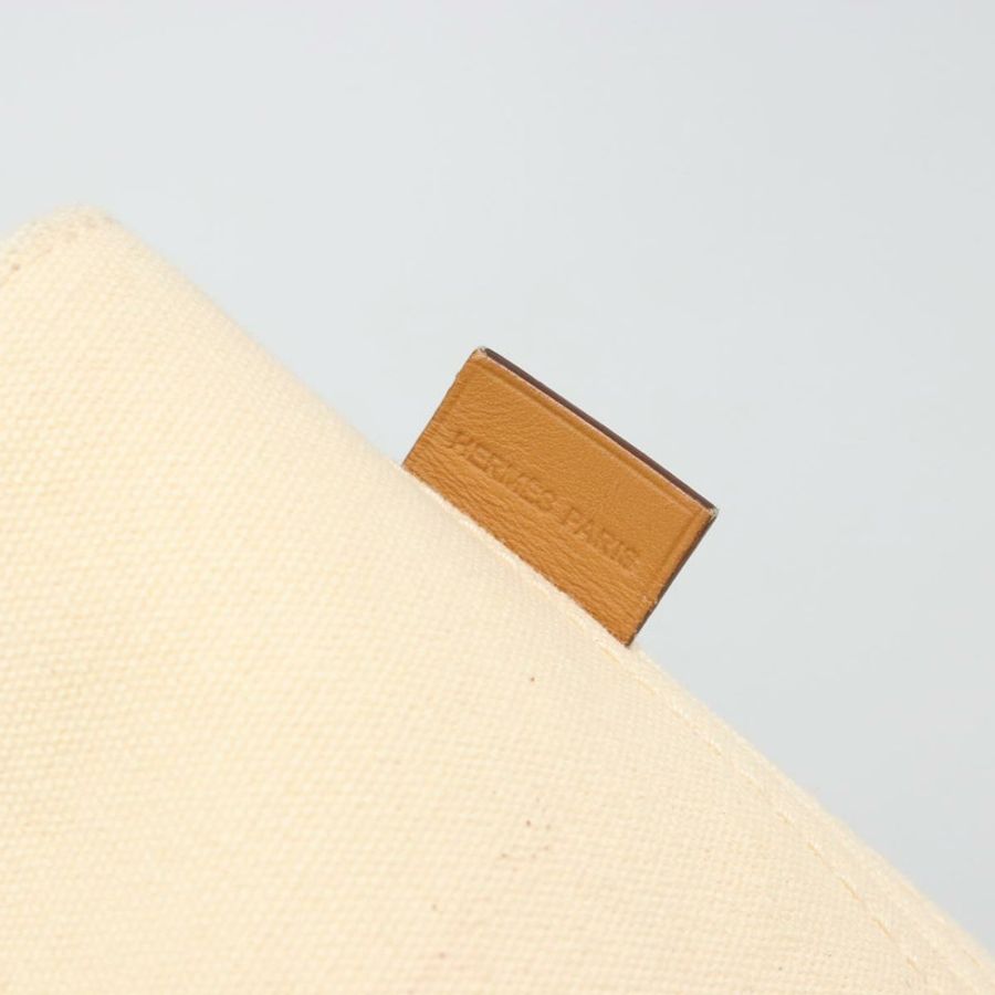 【日本直送】愛馬仕 Paniered Plage MM 手袋 帆布 米色 銀色 正品 ka4782A-16