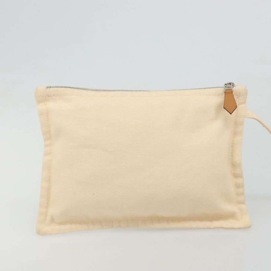 【日本直送】愛馬仕 Paniered Plage MM 手袋 帆布 米色 銀色 正品 ka4782A-20