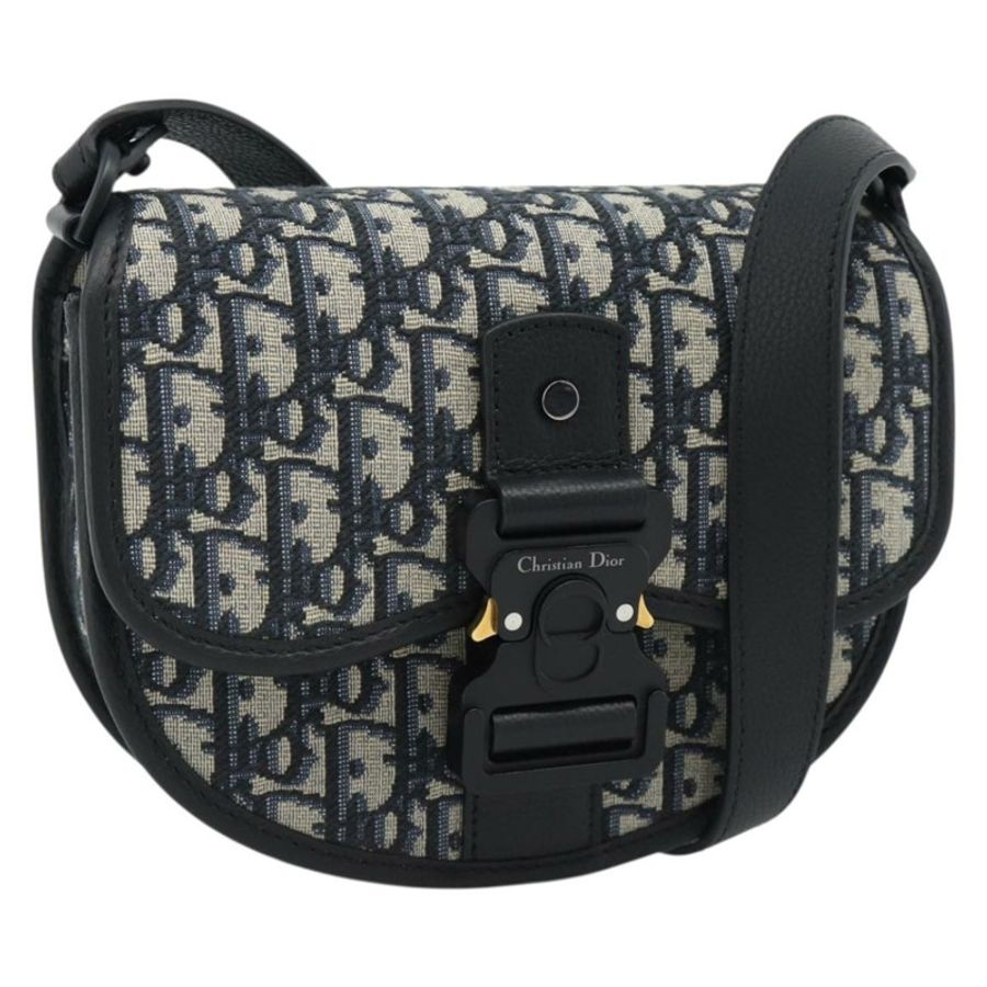 【日本直送】Christian Dior Trotter帆布Gallop單肩包,海軍藍/銀色,正品,貨號186228SM-0