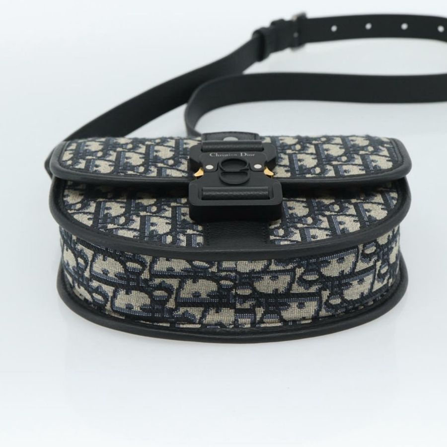 【日本直送】Christian Dior Trotter帆布Gallop單肩包,海軍藍/銀色,正品,貨號186228SM-4
