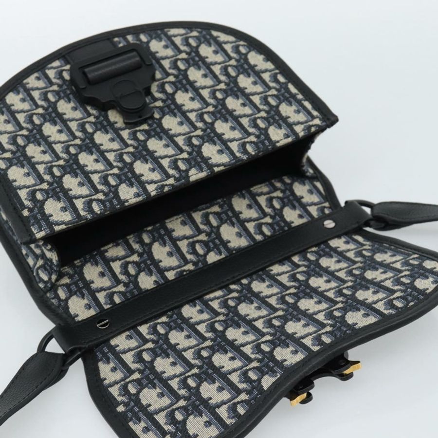 【日本直送】Christian Dior Trotter帆布Gallop單肩包,海軍藍/銀色,正品,貨號186228SM-8