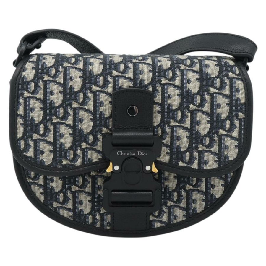 【日本直送】Christian Dior Trotter帆布Gallop單肩包,海軍藍/銀色,正品,貨號186228SM-12