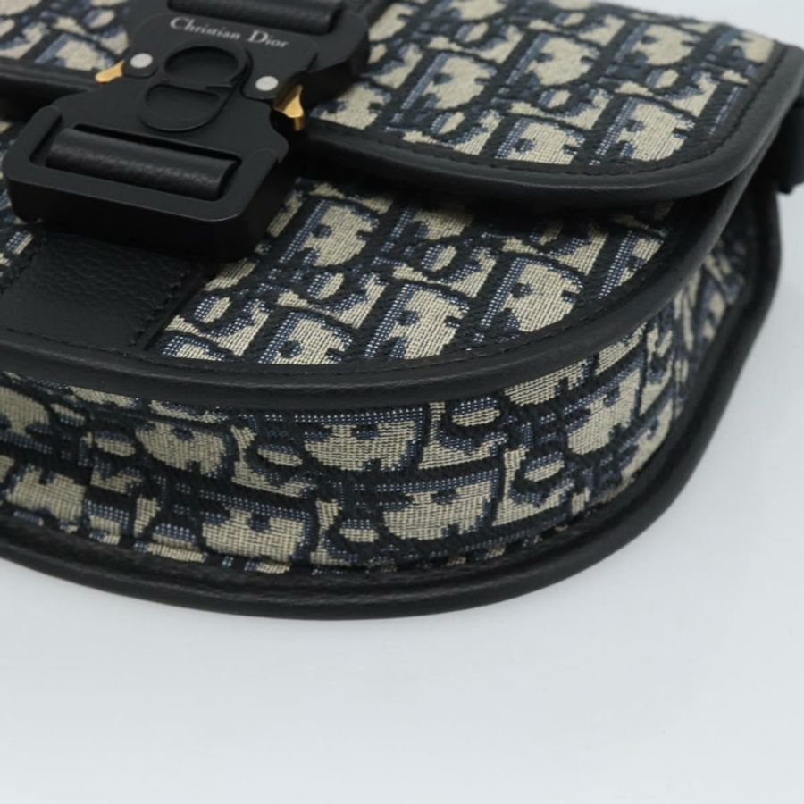 【日本直送】Christian Dior Trotter帆布Gallop單肩包,海軍藍/銀色,正品,貨號186228SM-13