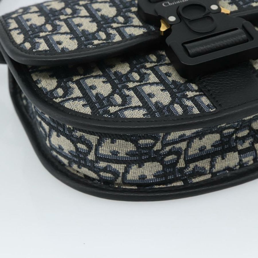 【日本直送】Christian Dior Trotter帆布Gallop單肩包,海軍藍/銀色,正品,貨號186228SM-14