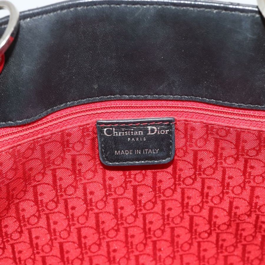 【日本直送】Christian Dior 大 Canage 購物手提包,羊皮材質,黑色銀色,正品 186330A-16