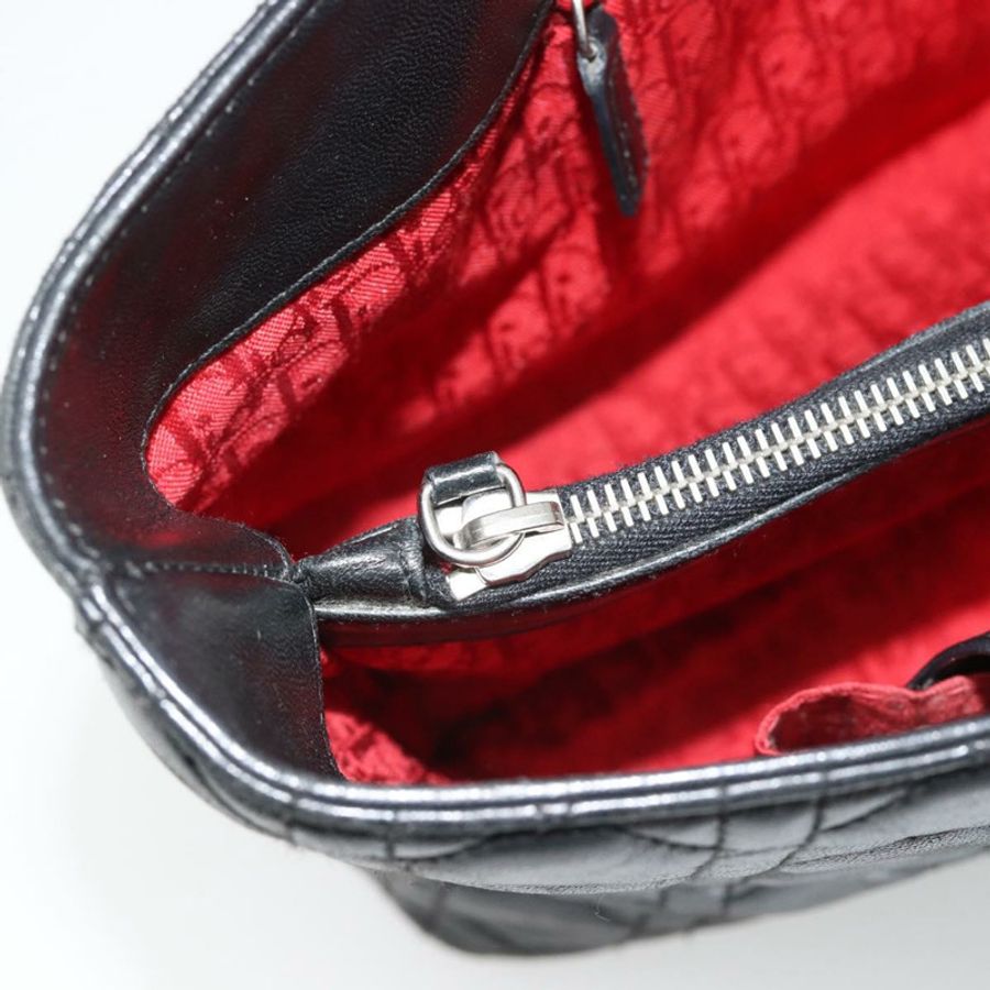 【日本直送】Christian Dior 大 Canage 購物手提包,羊皮材質,黑色銀色,正品 186330A-21