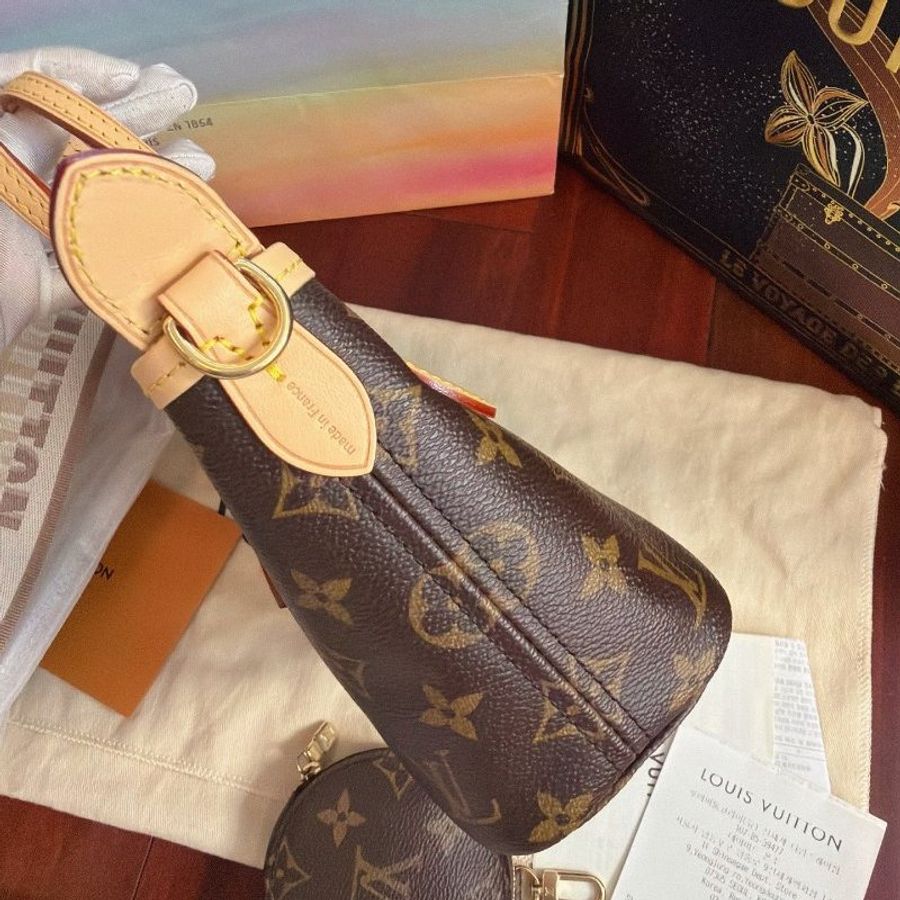 保存品 路易威登/Louis Vuitton Neverfull BB 奶茶肩帶 芯片款-3