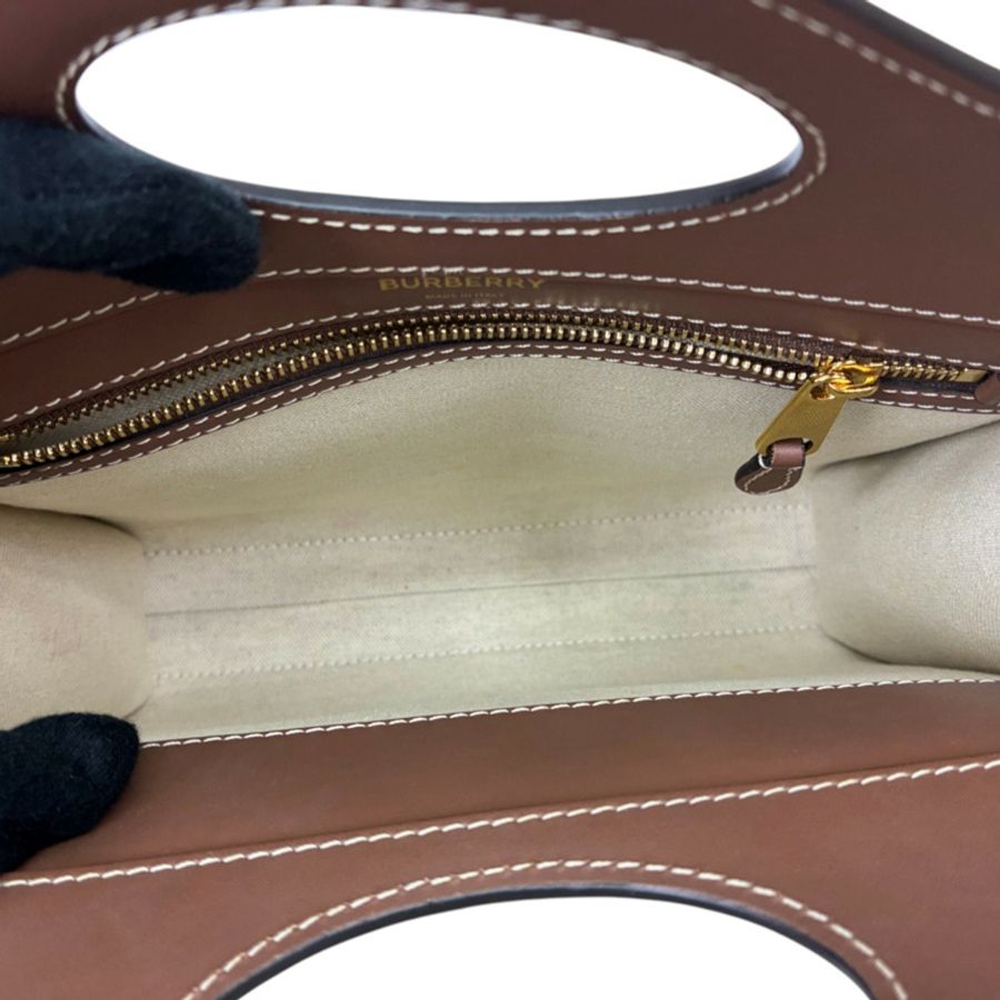 棕/米色 帆布/牛皮 Mini Freya Tote 兩用包【BURBERRY 巴寶莉】 8039361-2