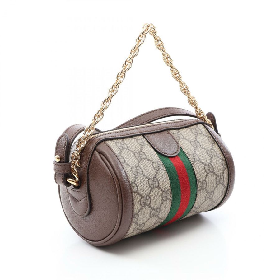 GUCCI Ophidia GG Supreme 鏈條單肩包 帆布皮革 米棕色 新款 女士-1