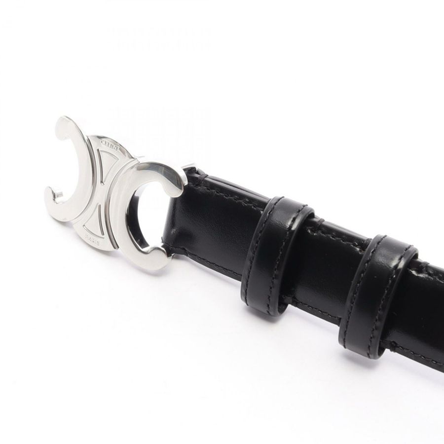 CELINE 中型 Triomphe 25mm SHW 皮帶 45AKA3A0138SI95 皮革 黑色 #95 全新 男士-1